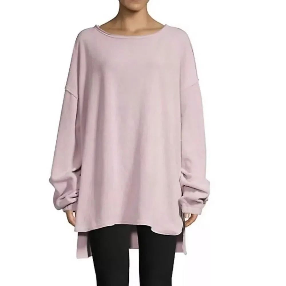 ✨Free People Sweatshirt Someday Sz Small Pullover Pink Fleece Oversize✨